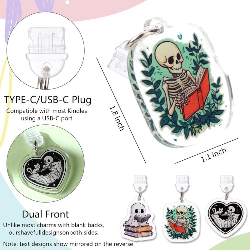 TAKEALOOKO Store Dust Plug Charms for Kindle - 3 Pack Fantasy Gothic Aesthetics Charging Port Cover for E-Readers Book Lovers - Image 4